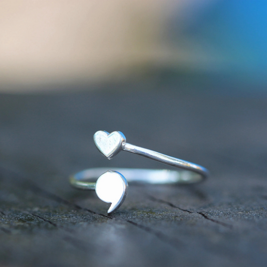 Semicolon Heart Ring