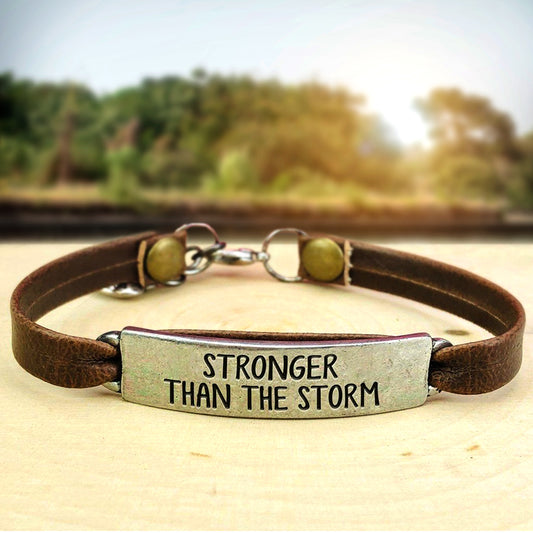 Stronger Than The Storm Leather Bracelet